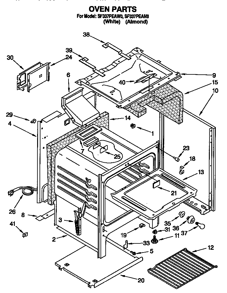 Whirlpool SF337PEAN0 oven diagram