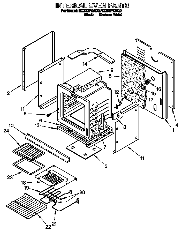 Whirlpool RB262PXAB0 internal oven diagram