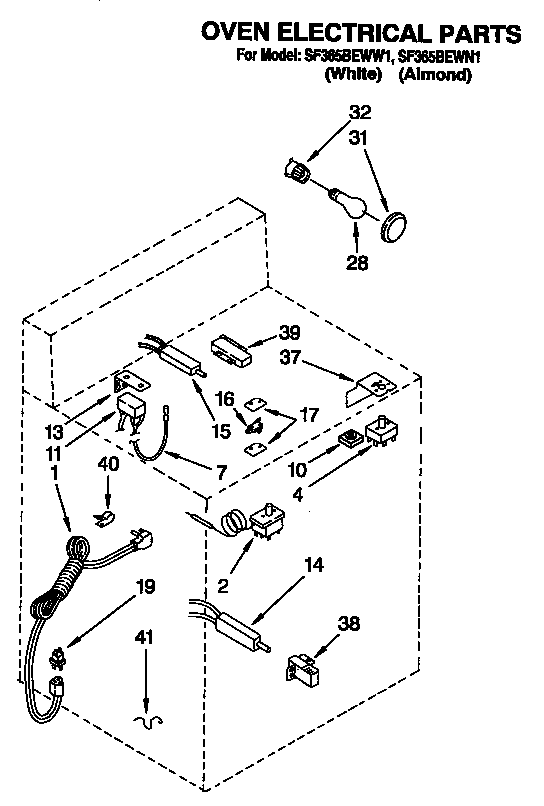 Whirlpool SF365BEWN1 oven electrical diagram