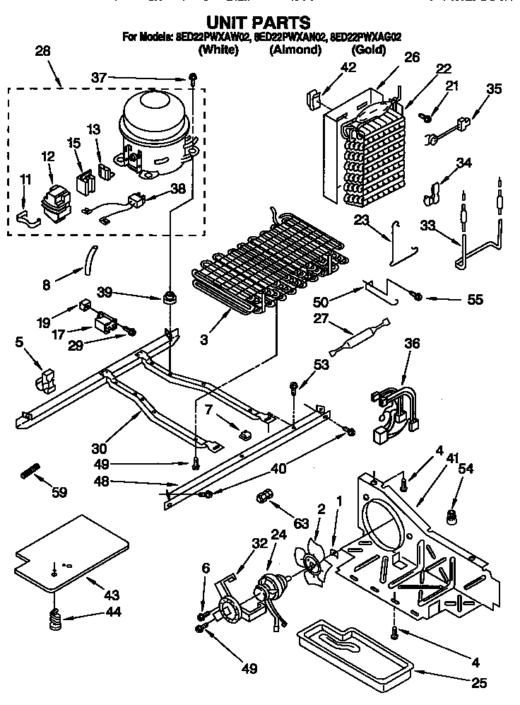 Whirlpool 8ED22PWXAW02 unit diagram