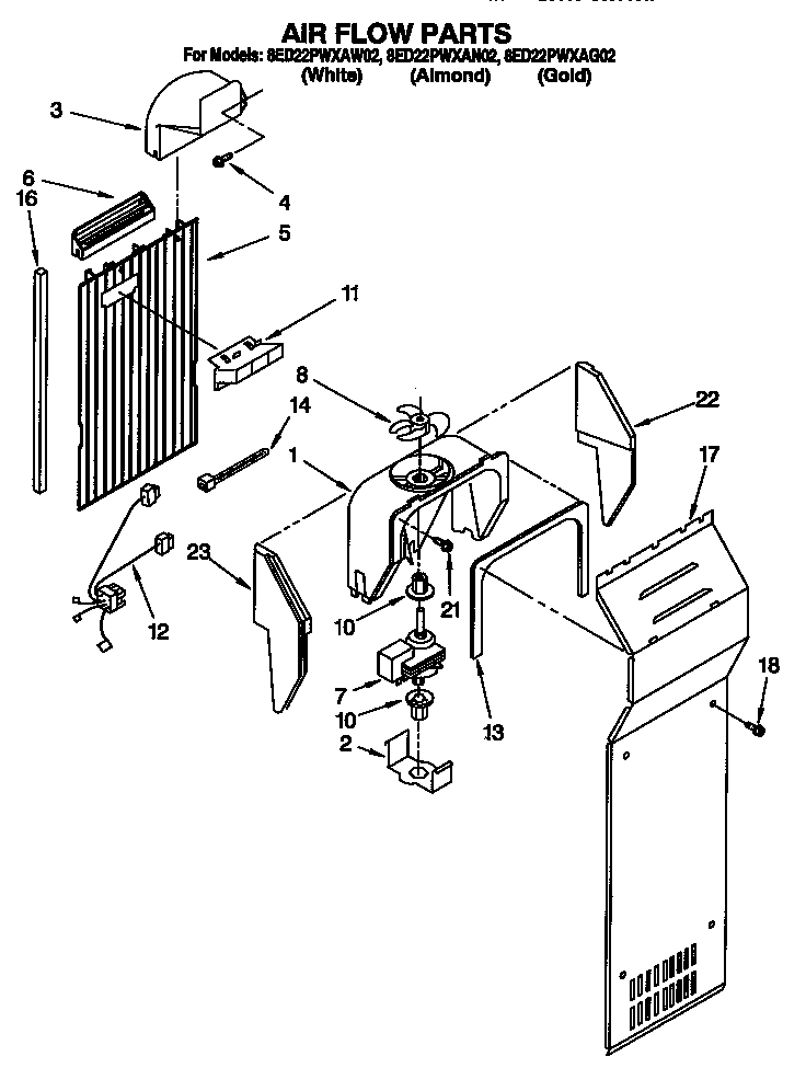 Whirlpool 8ED22PWXAW02 air flow diagram