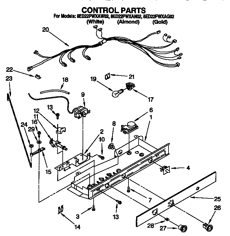 Whirlpool 8ED22PWXAW02 control diagram
