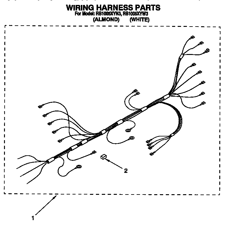 Whirlpool RB1005XYW3 wiring harness diagram