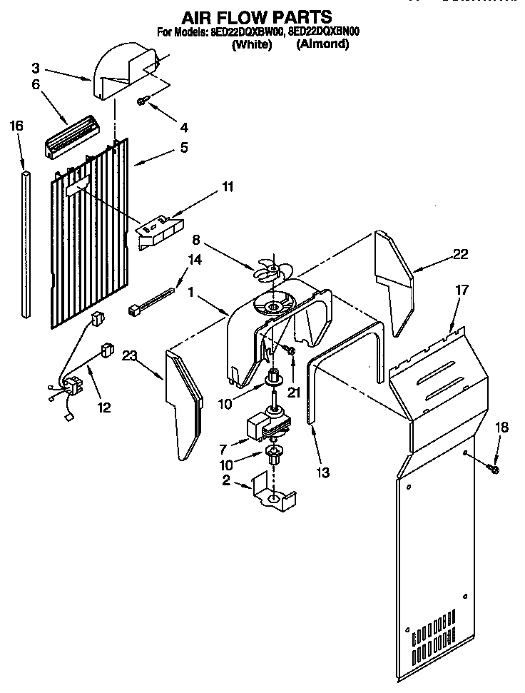 Whirlpool 8ED22DQXBW00 air flow diagram