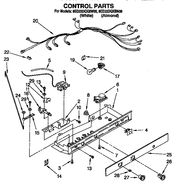 Whirlpool 8ED22DQXBW00 control diagram