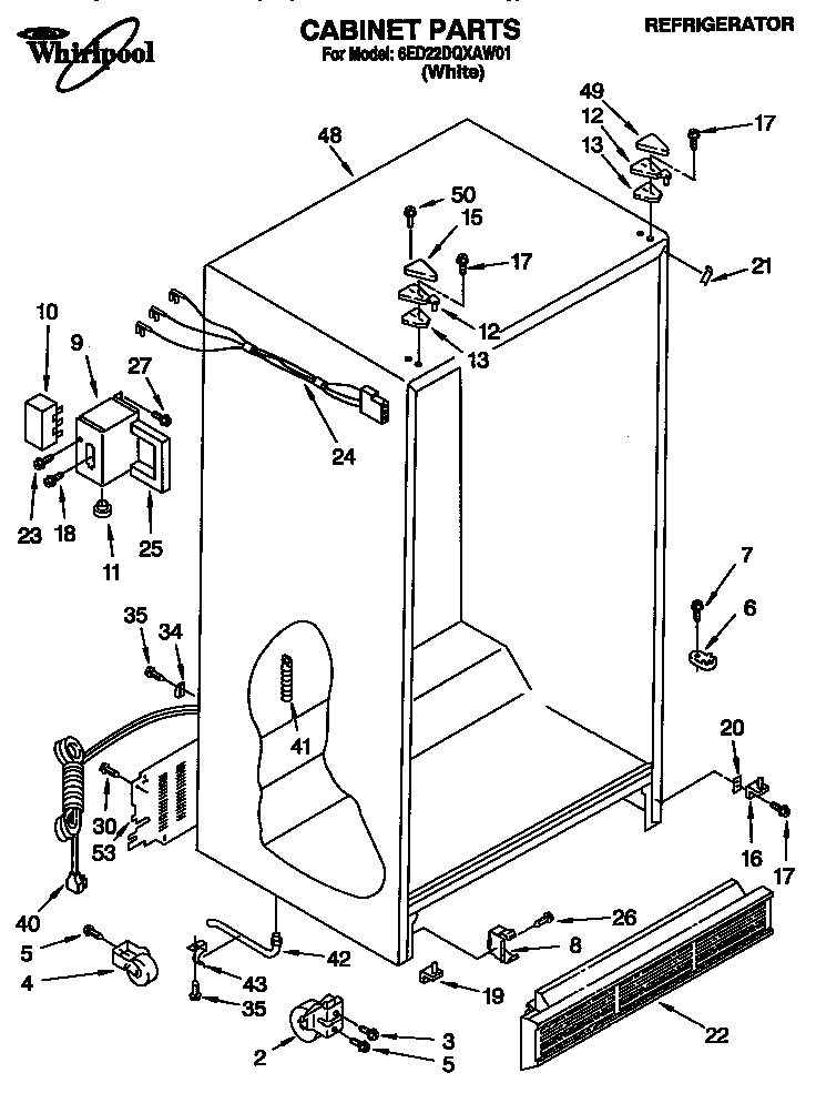 Whirlpool 6ED22DQXAW01 cabinet diagram