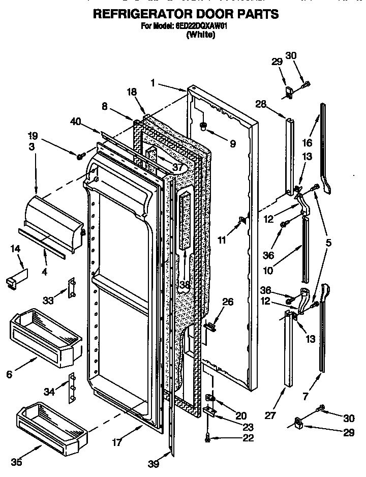 Whirlpool 6ED22DQXAW01 refrigerator door diagram