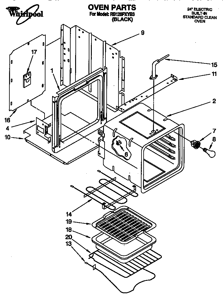 Whirlpool RB120PXYB3 oven diagram