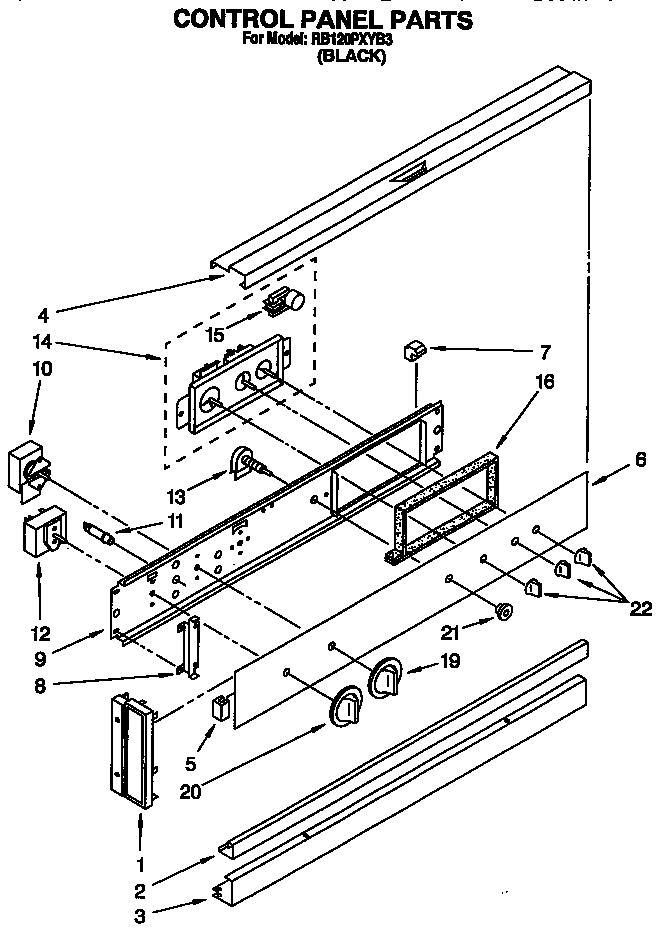 Whirlpool RB120PXYB3 control panel diagram
