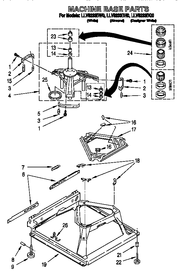 Whirlpool LLV8233BN0 machine base diagram