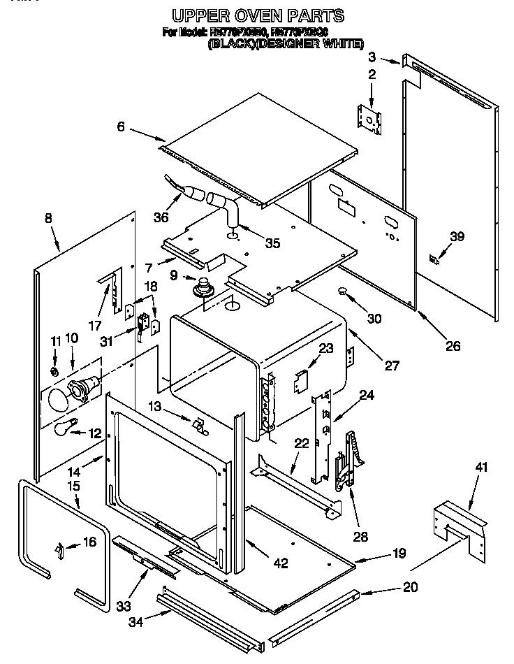 Whirlpool RB770PXBB0 upper oven diagram