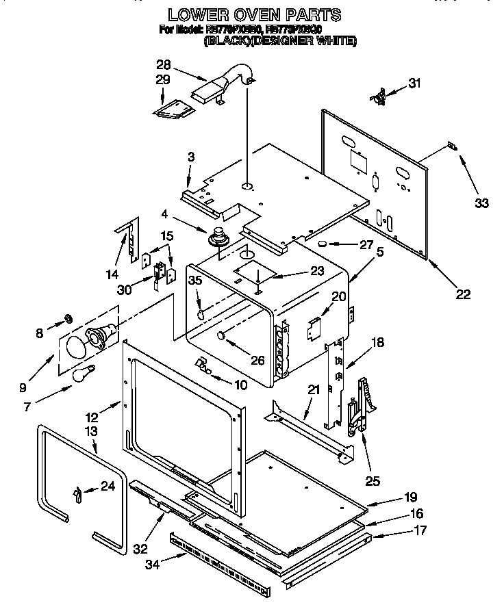 Whirlpool RB770PXBB0 lower oven diagram
