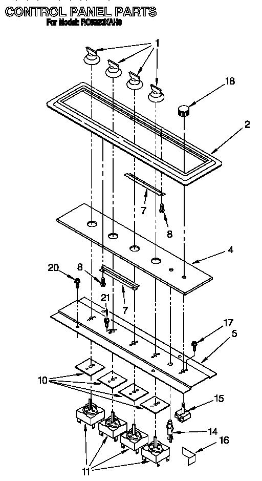 Whirlpool RC8920XAH0 control panel diagram