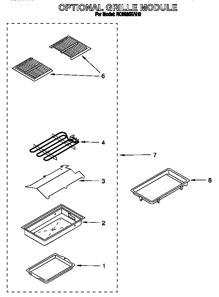 Whirlpool RC8920XAH0 optional grille diagram