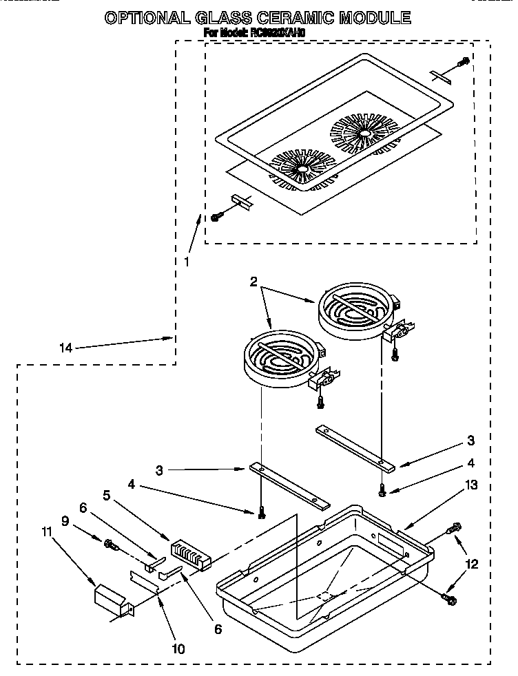 Whirlpool RC8920XAH0 optional glass ceramic diagram