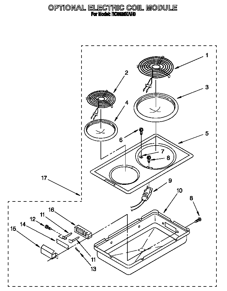 Whirlpool RC8920XAH0 optional electric coil module diagram