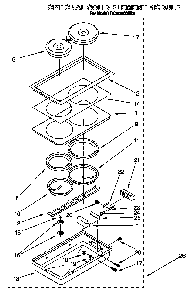 Whirlpool RC8920XAH0 optional solid element module diagram