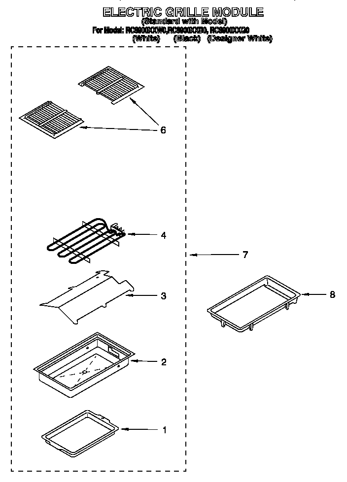 Whirlpool RC8900XXW0 electric grille module diagram