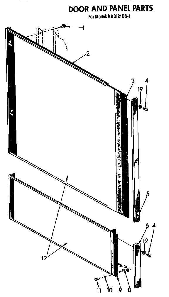 KitchenAid KUDI21DS1 door and panel diagram