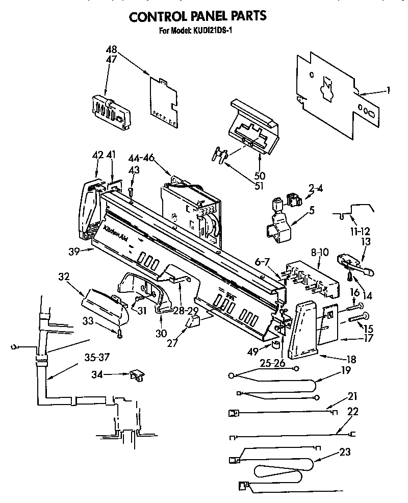 KitchenAid KUDI21DS1 control panel diagram