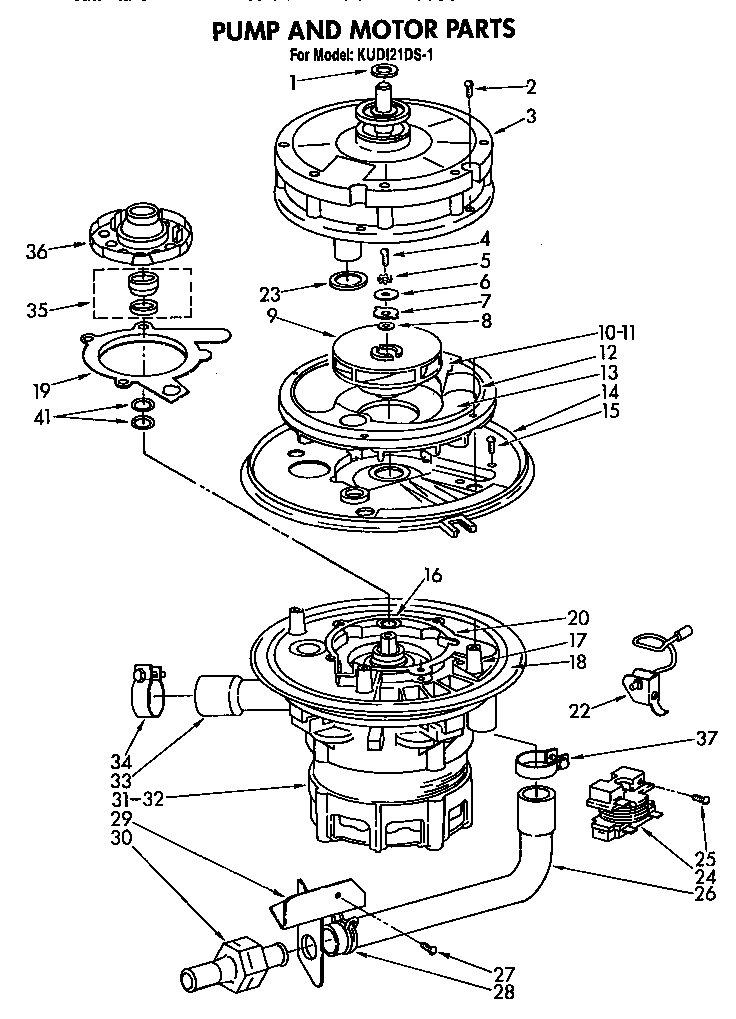 KitchenAid KUDI21DS1 pump and motor diagram
