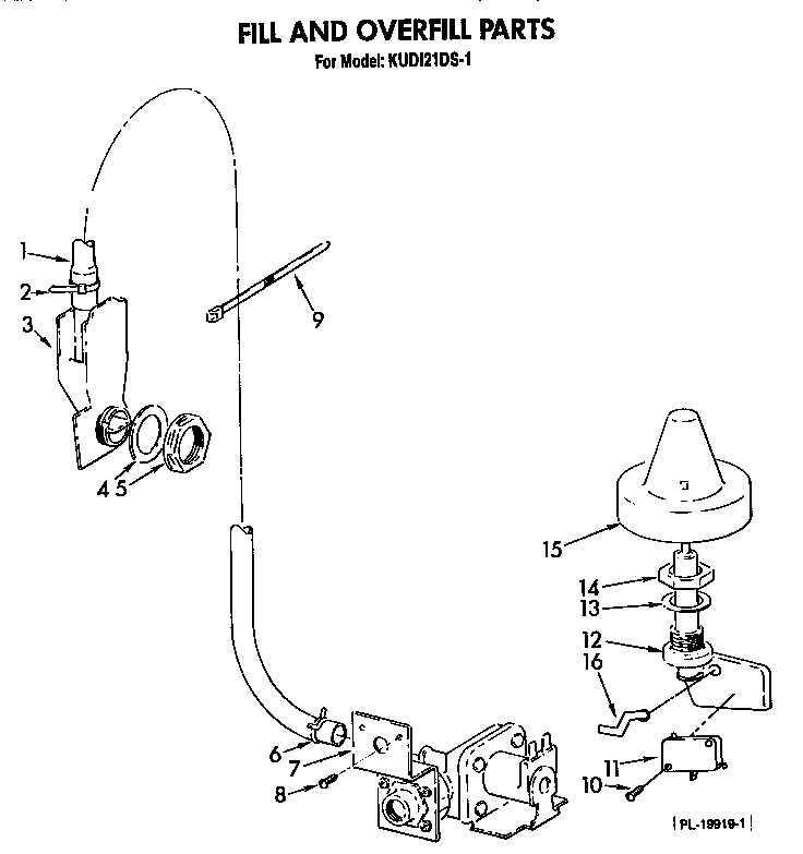 KitchenAid KUDI21DS1 fill and overfill diagram
