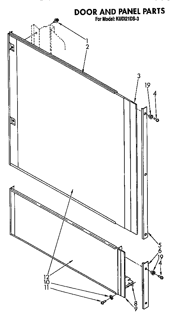 KitchenAid KUDI21DS3 door and panel diagram