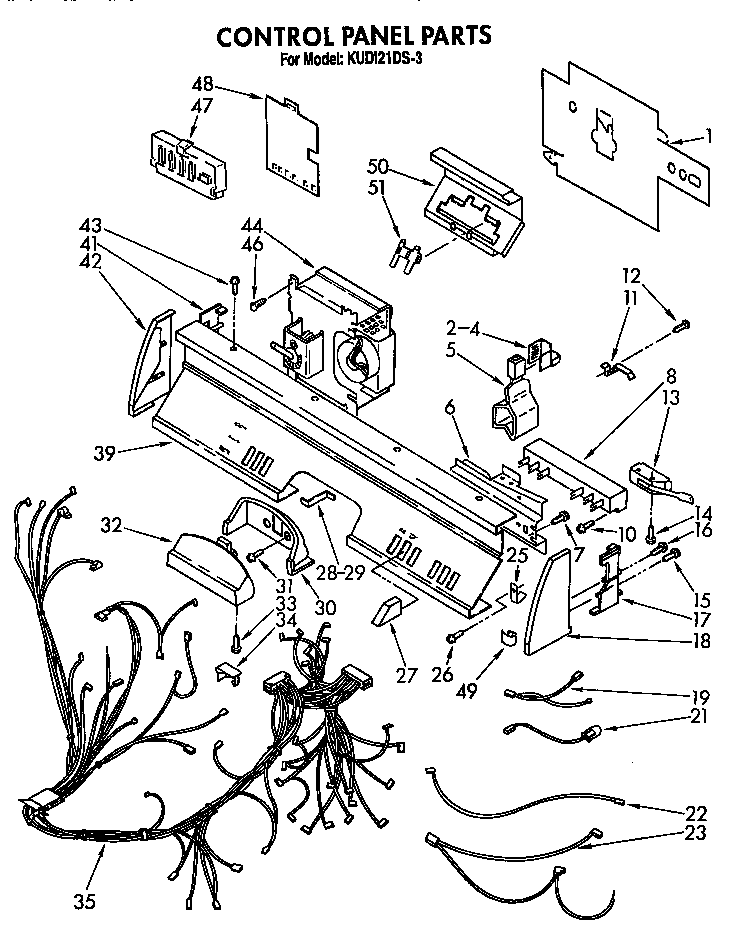 KitchenAid KUDI21DS3 control panel diagram