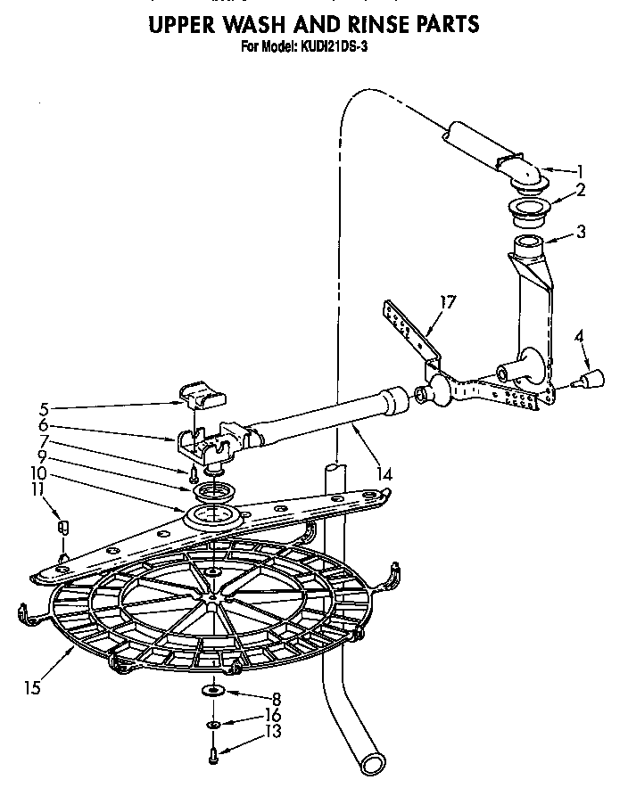 KitchenAid KUDI21DS3 upper wash and rinse diagram