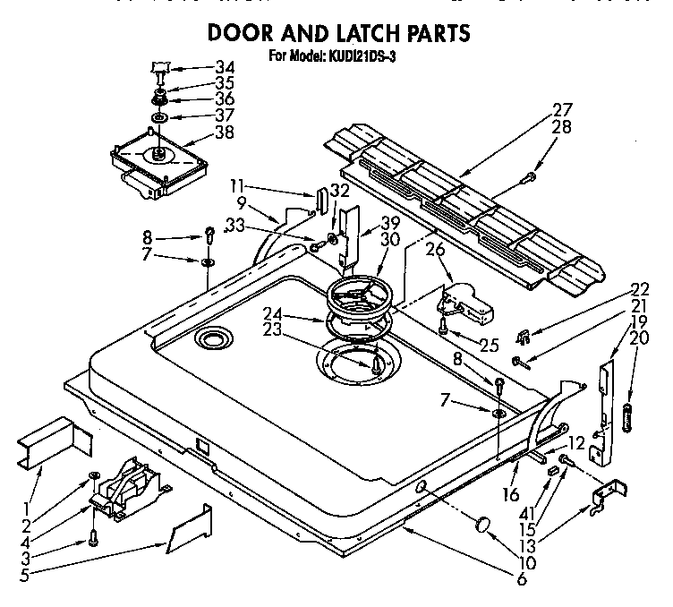 KitchenAid KUDI21DS3 door and latch diagram