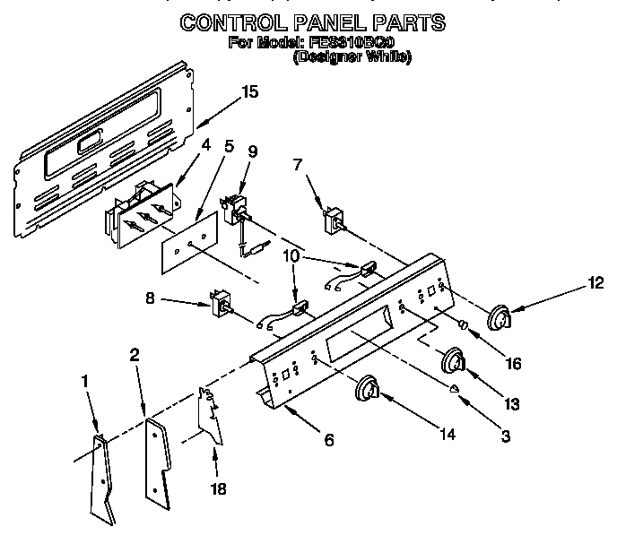 Roper FES310BQ0 control panel diagram