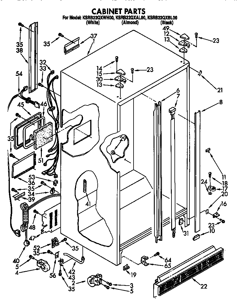 KitchenAid KSRB22QXBL00 cabinet diagram