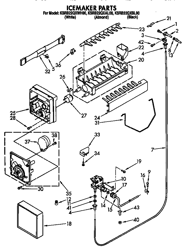 KitchenAid KSRB22QXBL00 icemaker diagram