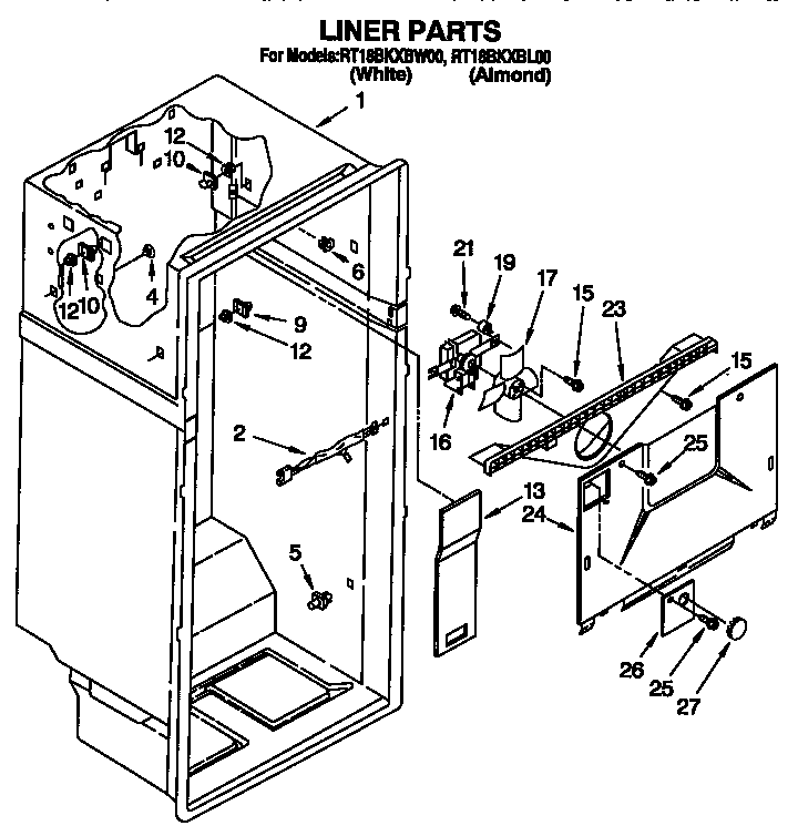 Roper RT18BKXBW00 liner diagram