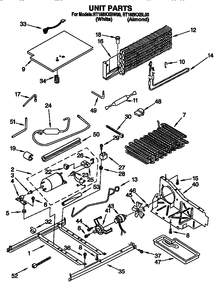 Roper RT18BKXBW00 unit diagram