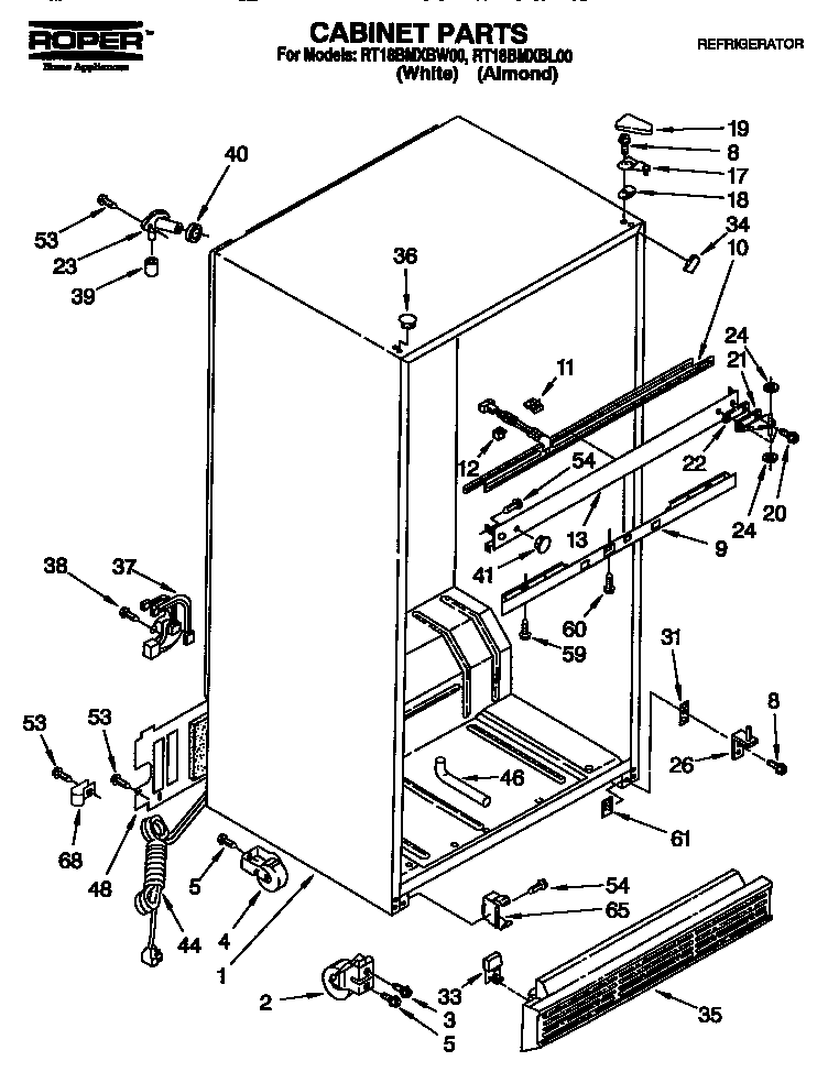 Roper RT18BMXBL00 cabinet diagram