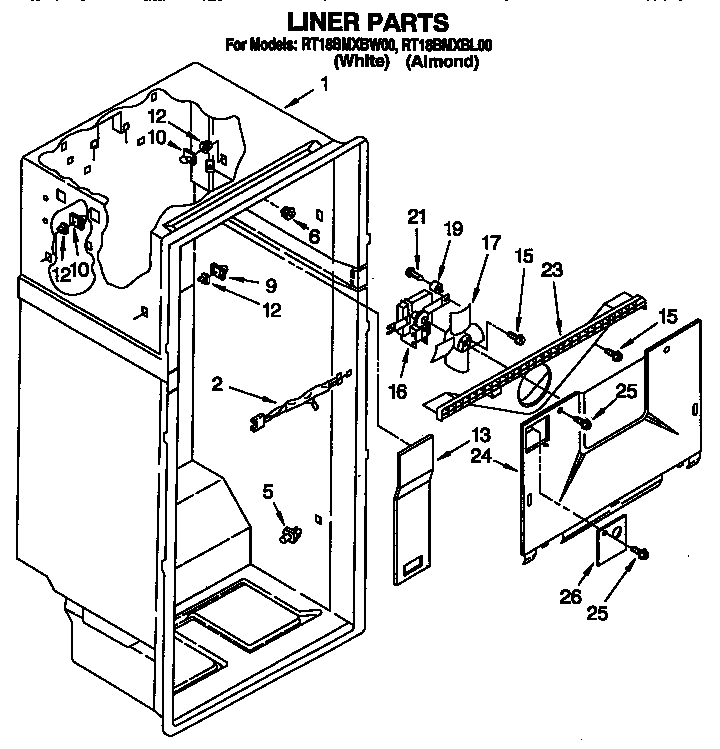 Roper RT18BMXBL00 liner diagram