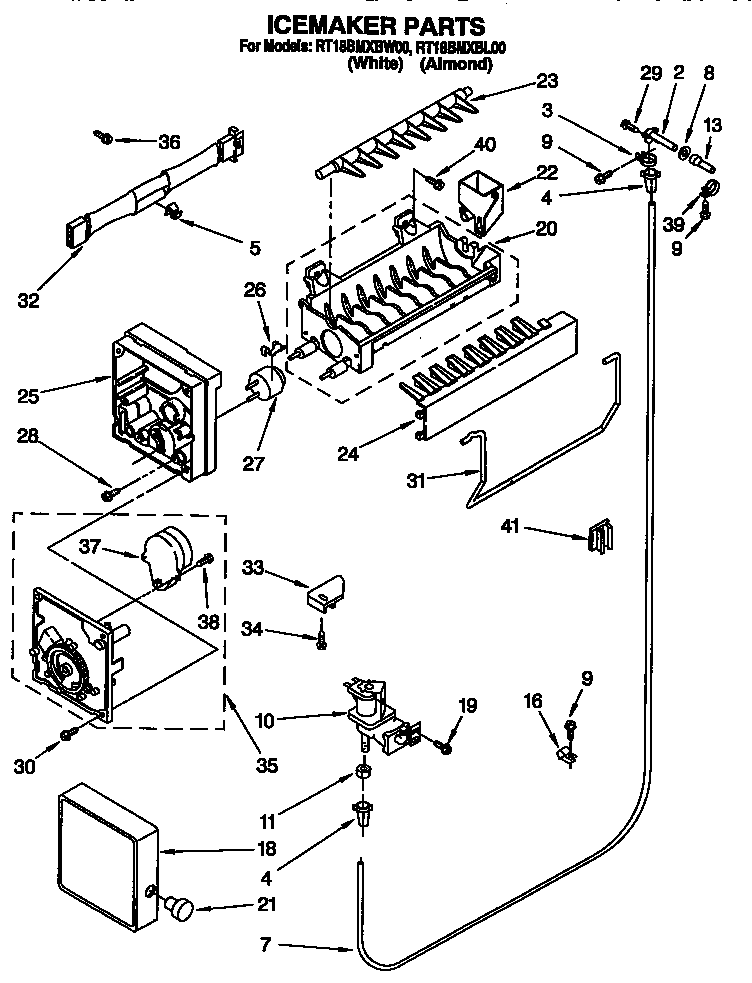 Roper RT18BMXBL00 icemaker diagram