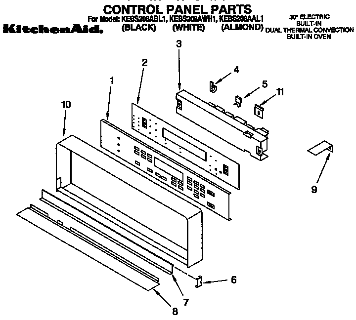 KitchenAid KEBS208AAL1 control panel diagram