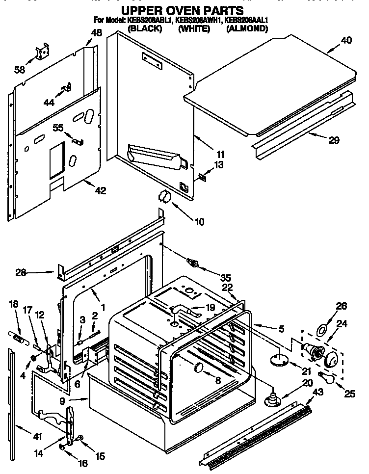 KitchenAid KEBS208AAL1 upper oven diagram