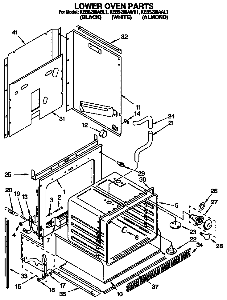 KitchenAid KEBS208AAL1 lower oven diagram