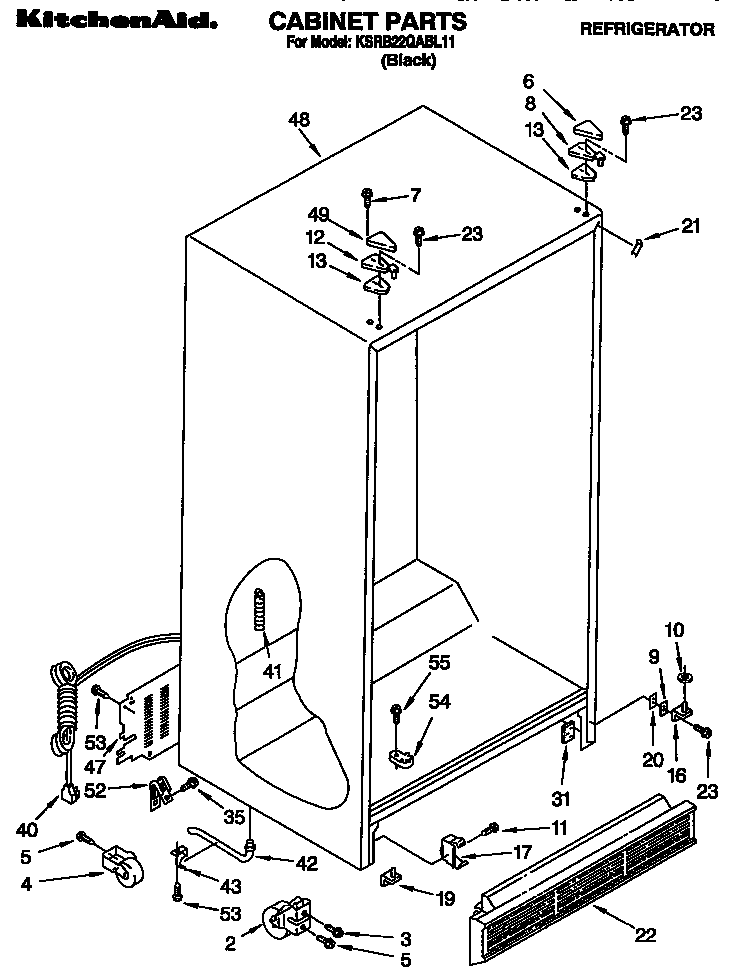 KitchenAid KSRB22QABL11 cabinet diagram