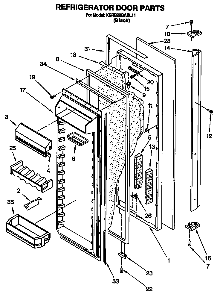 KitchenAid KSRB22QABL11 refrigerator door diagram