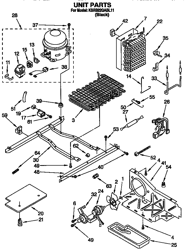 KitchenAid KSRB22QABL11 unit diagram
