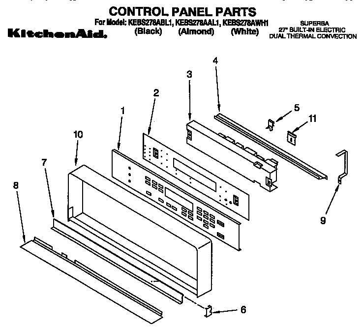 KitchenAid KEBS278AWH1 control panel diagram