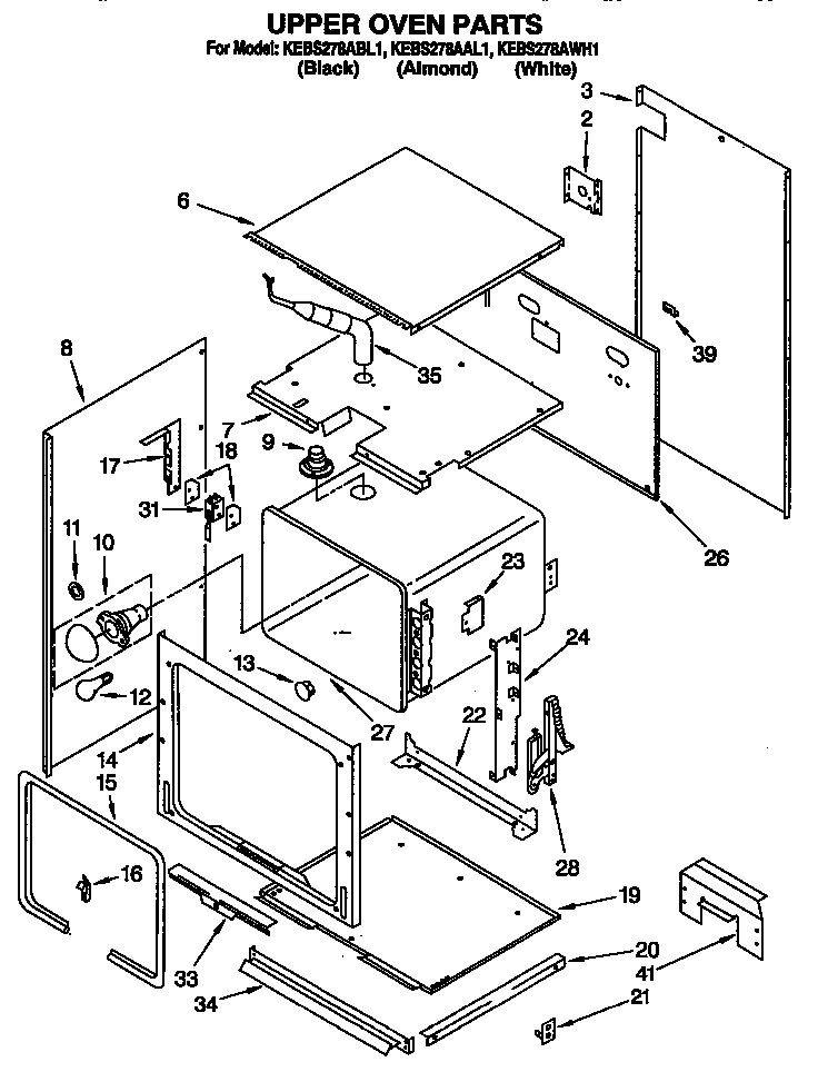 KitchenAid KEBS278AWH1 upper oven diagram