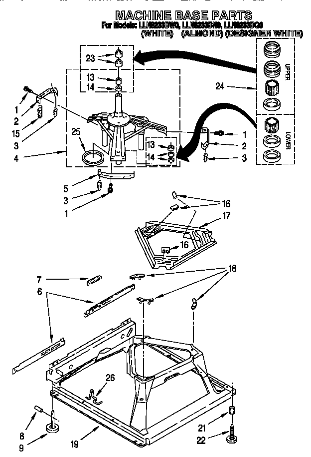 Whirlpool LLN8233BQ0 machine base diagram
