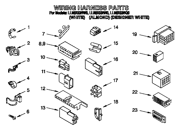 Whirlpool LLN8233BQ0 wiring harness diagram