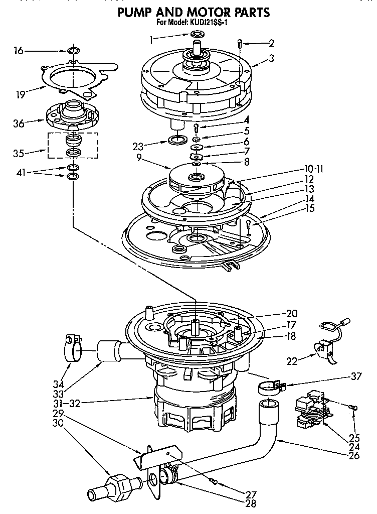 KitchenAid KUD121SS1 pump and motor diagram