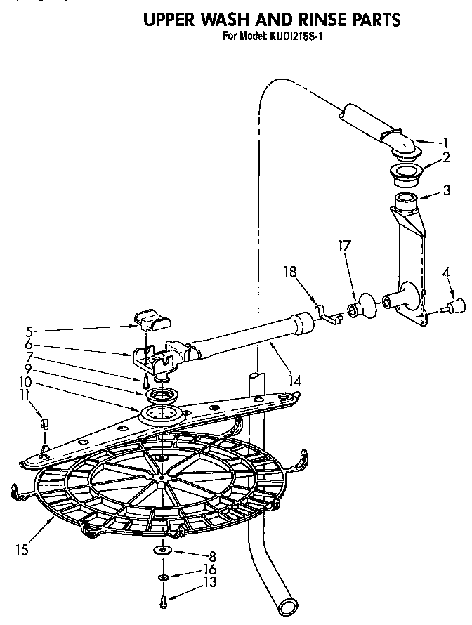 KitchenAid KUD121SS1 upper wash and rinse diagram